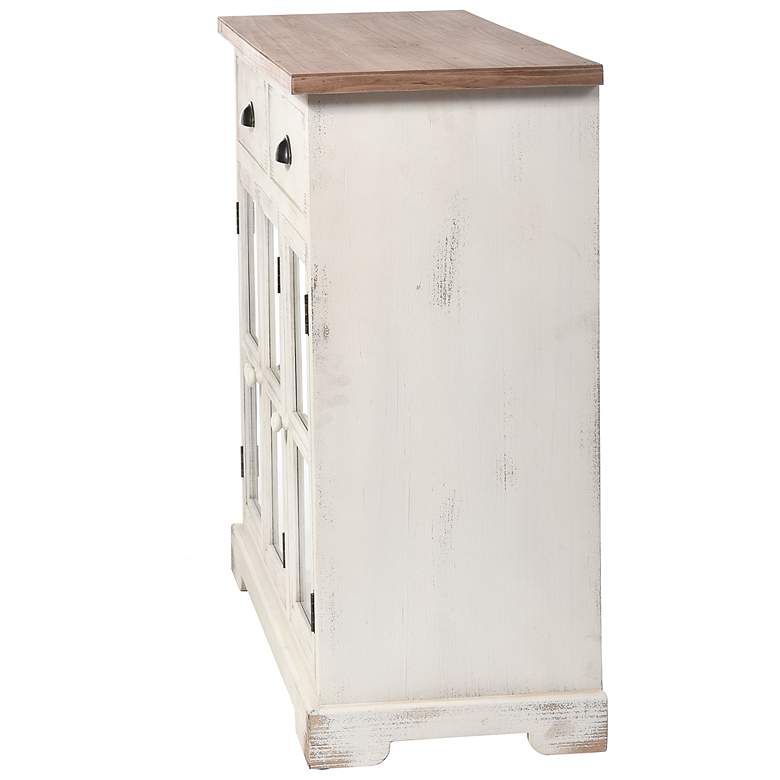 Image 6 Leary 34"W Antique White and Natural 2-Drawer 3-Door Cabinet more views