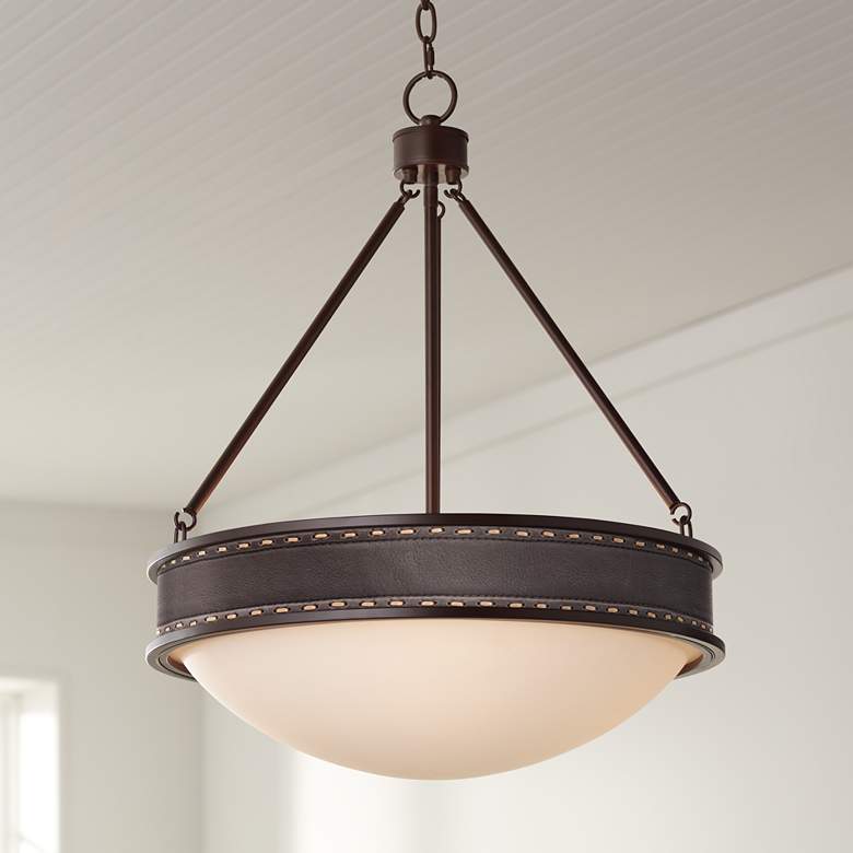 Image 1 Leather Belt Lamont Bronze 20 1/2 inch Wide Pendant Light