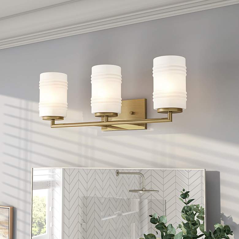 Image 7 Leavenworth 23 1/2 inchW Brushed Gold 3-Light Vanity Bath Light more views