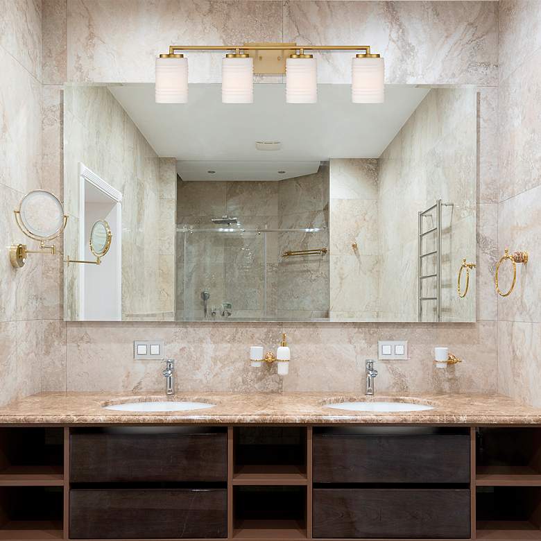 Image 5 Leavenworth 33" Wide Brushed Gold 4-Light Vanity Bath Light more views