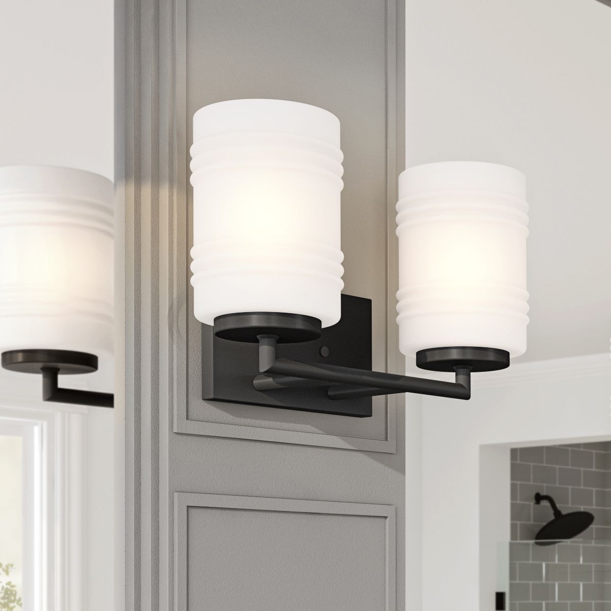 Leavenworth 8 1/2" High Matte Black 2Light Wall Sconce 481G5