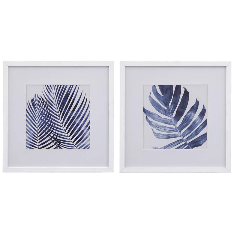 Image 1 Leaves 18" x 18" White Framed Print Set of 2