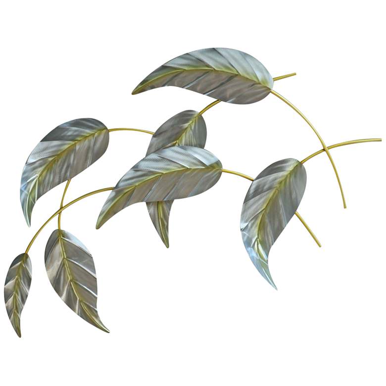 Image 1 Leaves Study I Facing Left 40" Wide Metal Wall Sculpture