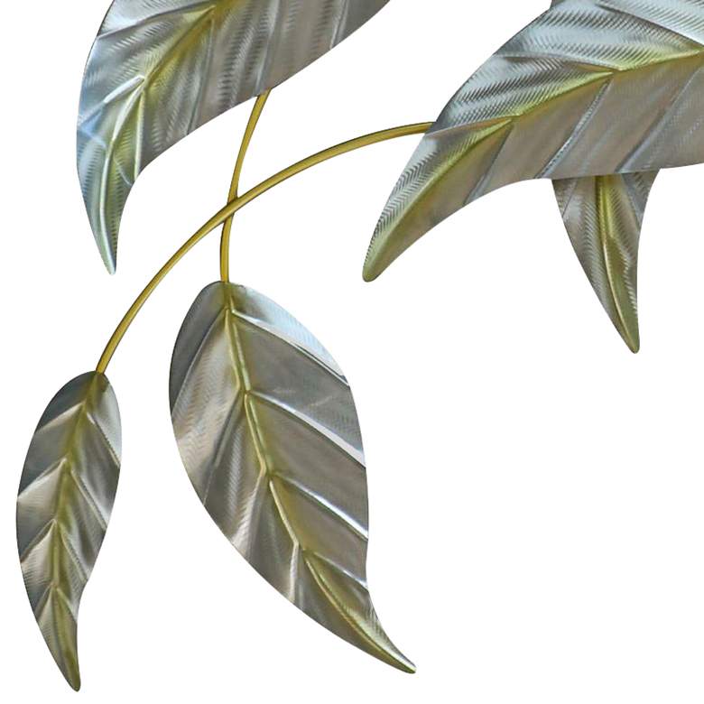 Image 2 Leaves Study I Facing Left 40" Wide Metal Wall Sculpture more views