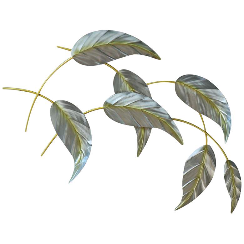 Image 1 Leaves Study I Facing Right 40 inch Wide Metal Wall Sculpture