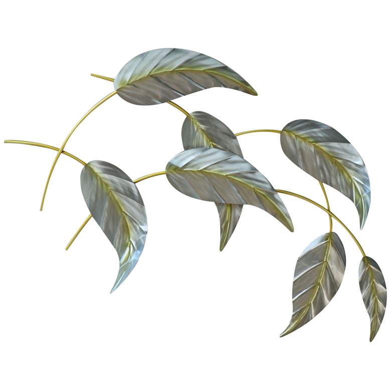 Image 1 Leaves Study I Facing Right 40" Wide Metal Wall Sculpture