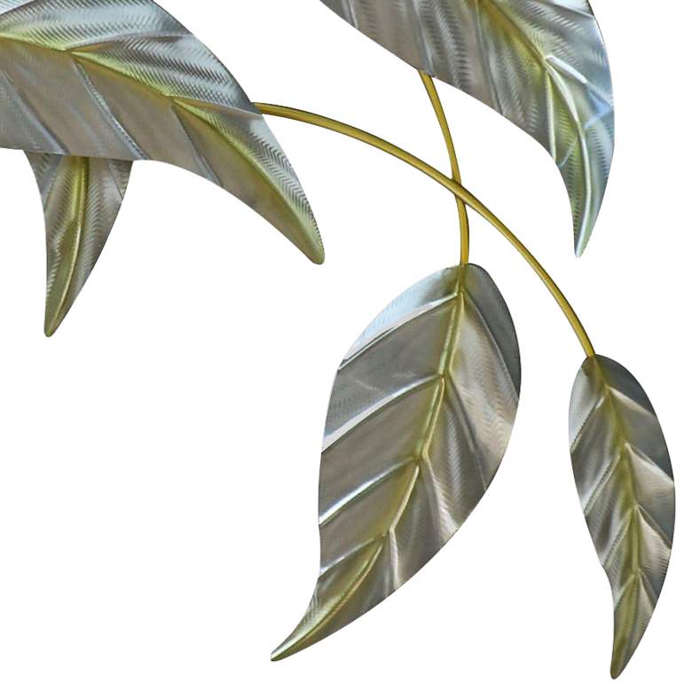 Image 2 Leaves Study I Facing Right 40 inch Wide Metal Wall Sculpture more views
