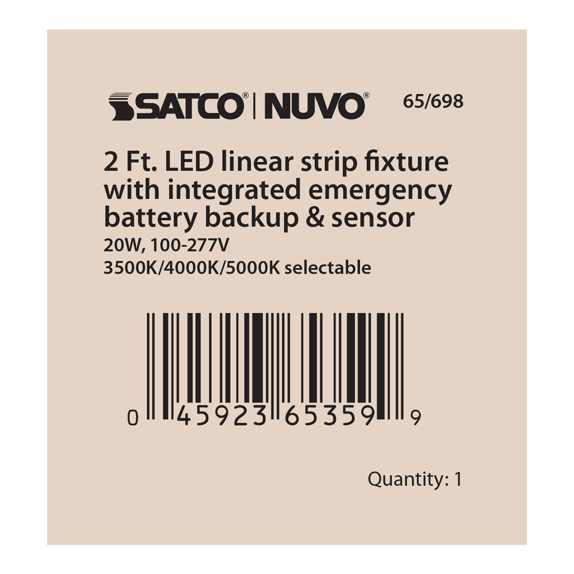 LED 2 Ft Linear Strip Light 20W CCT Selectable; 100-277V