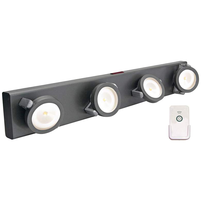 Image 1 LED Battery Powered Gray Light Bar with Remote