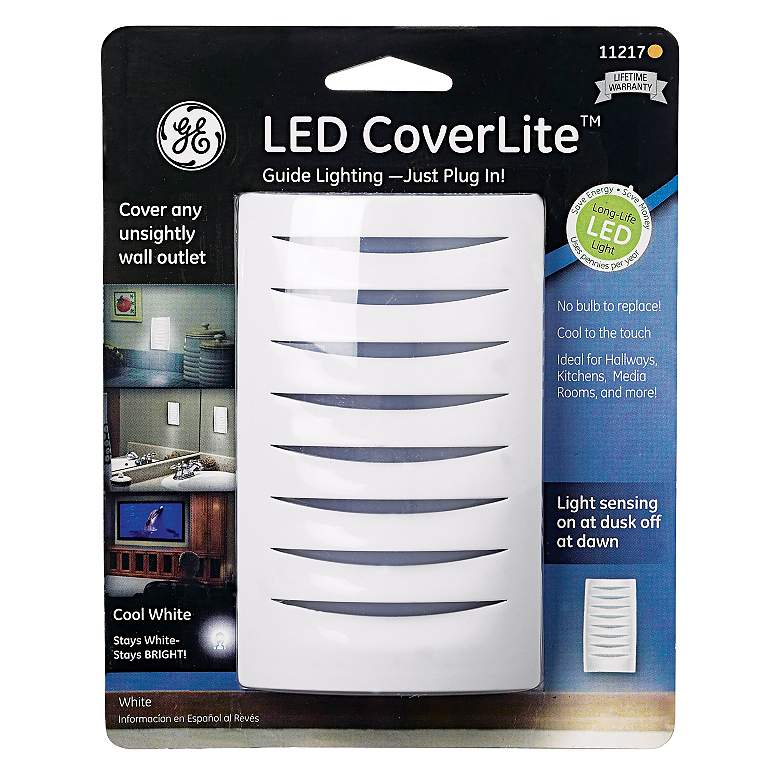 Image 1 LED CoverLite White Finish Outlet Cover Night Light