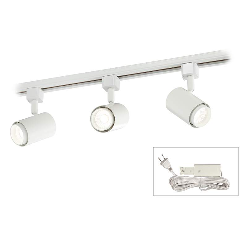 Image 1 LED Cylinder White 3-Light Plug-In Linear Track Kit