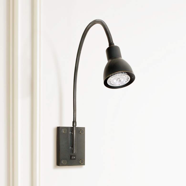 Image 1 LED Dark Bronze Gooseneck Plug-In Swing Arm