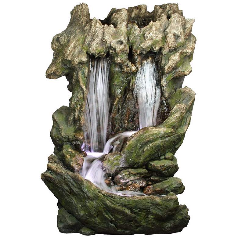 Image 1 LED Double Fall Waterfall 80 inch High Outdoor Fountain