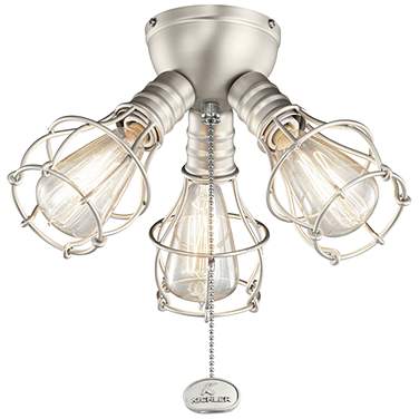 LED Industrial 3 Light Fixture Brushed Nickel
