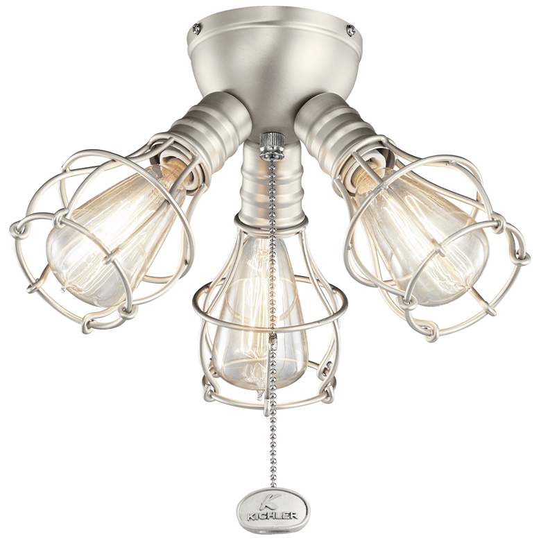 Image 1 LED Industrial 3 Light Fixture Brushed Nickel