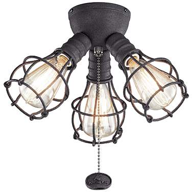 LED Industrial 3 Light Fixture Distressed Black