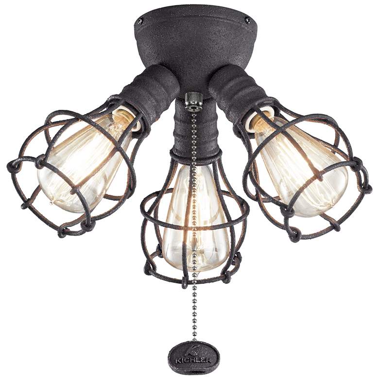 Image 1 LED Industrial 3 Light Fixture Distressed Black