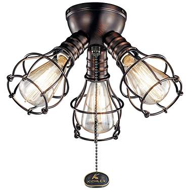 LED Industrial 3 Light Fixture Oil Brushed Bronze