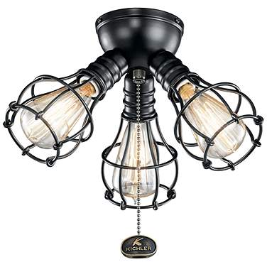 LED Industrial 3 Light Fixture Satin Black