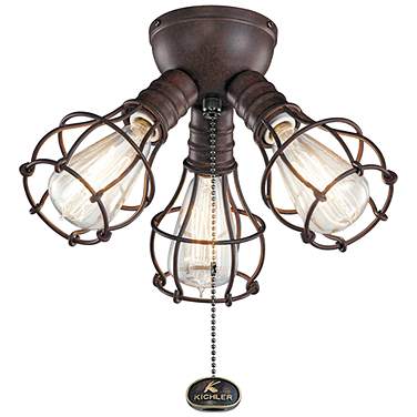 LED Industrial 3 Light Fixture Tannery Bronze