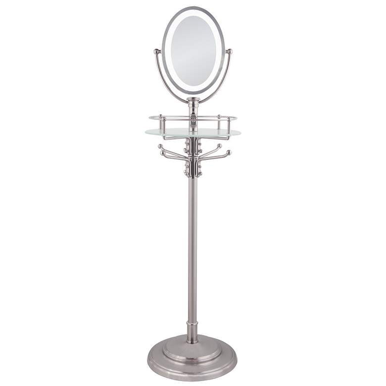 Image 1 LED Lighted 13 inch x 53 inch Satin Nickel Stand Mirror