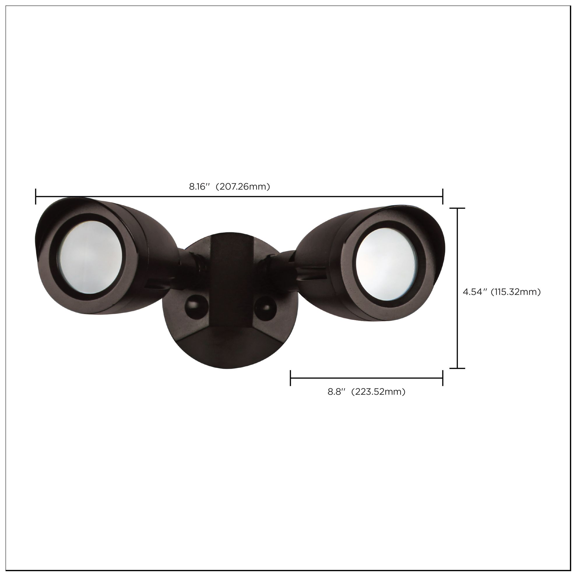 LED Security Light; Dual Head; Bronze Finish; 3000K