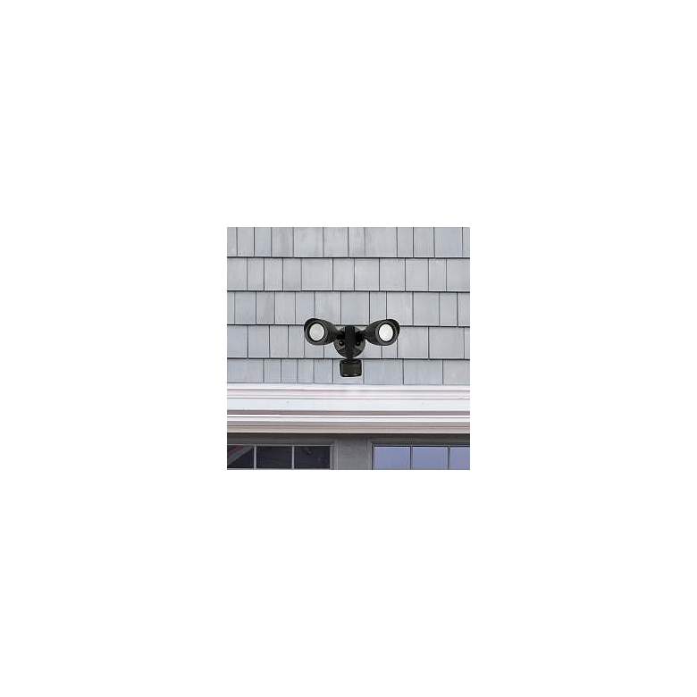 Image 1 LED Security Light; Dual Head; Motion Sensor Included; Black Finish; 4000K