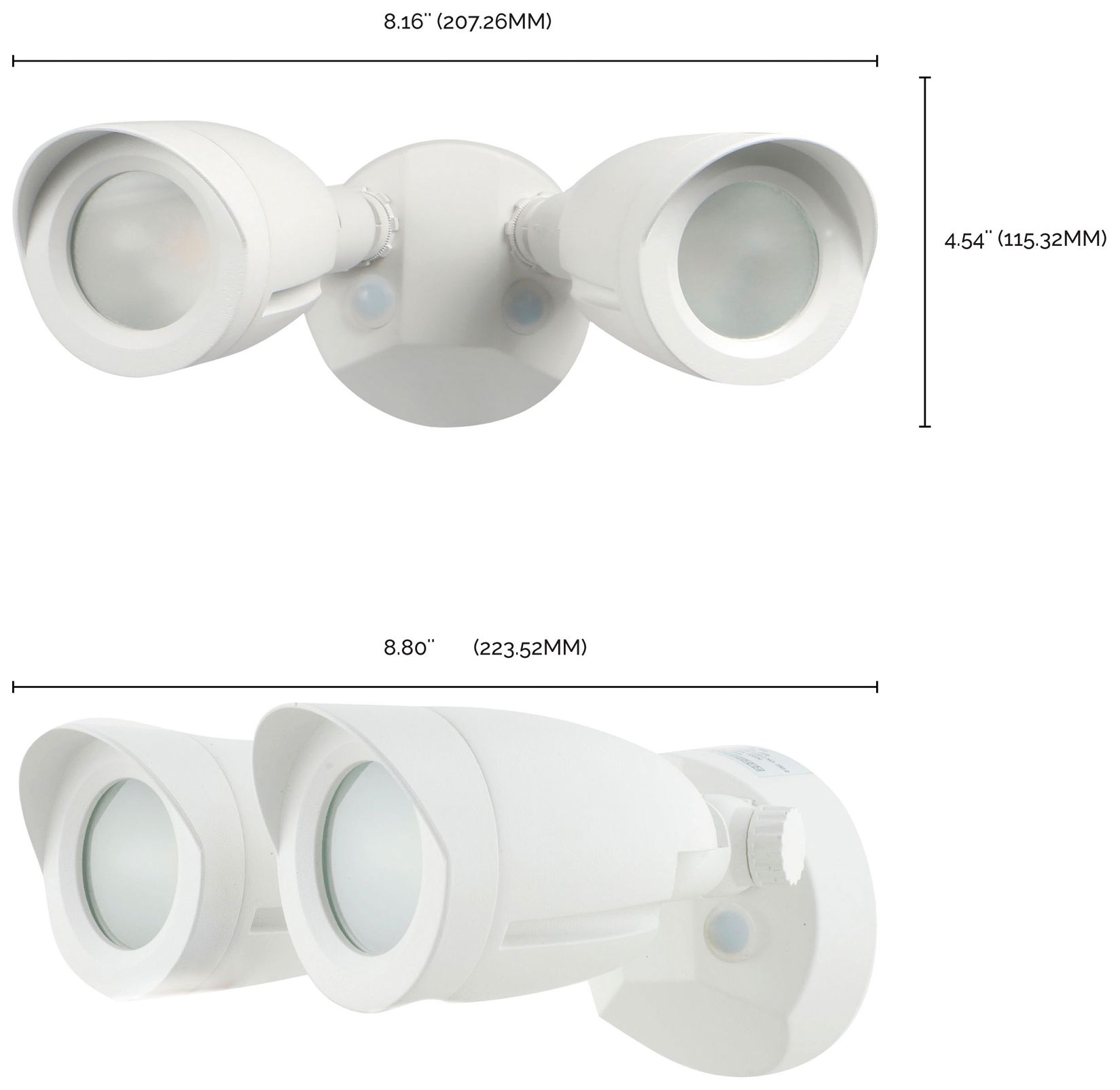 LED Security Light; Dual Head; White Finish; 4000K