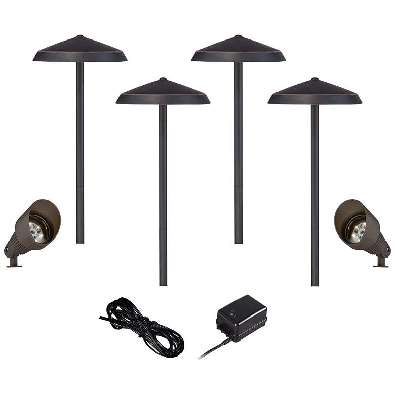 Image 1 LED Spot and Dome Path Light Landscape Kit in Bronze