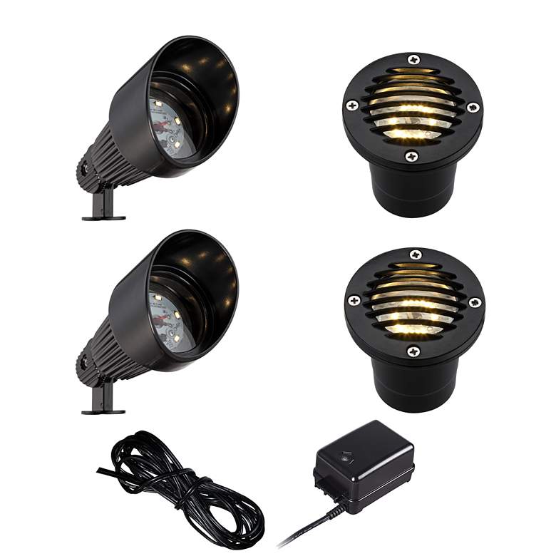 Image 1 LED Spot and Small In-Ground Complete Landscape Kit in Black