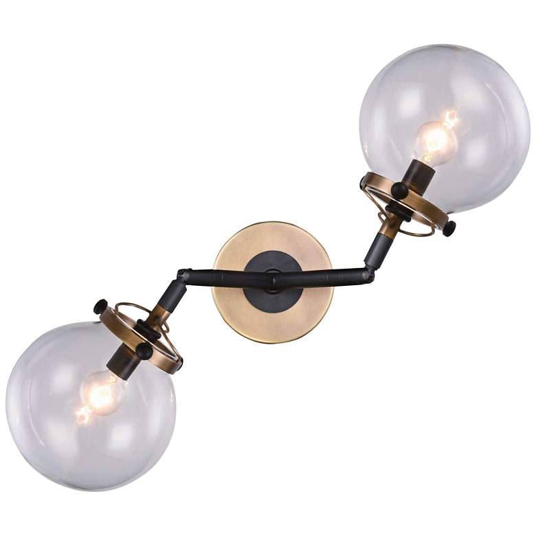 Image 1 Leda 12" High Burnished Brass and Flat Black Wall Sconce