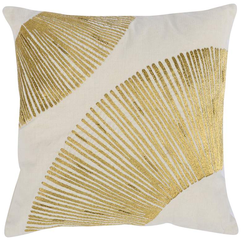 Image 2 Leda 18" Square Gold Natural Decorative Throw Pillow