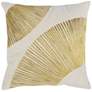 Leda 18" Square Gold Natural Decorative Throw Pillow in scene