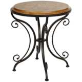 Leda 22 1/4&quot; Wide Gold Brushed Black Round Accent Table