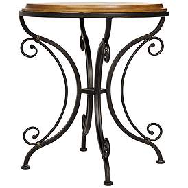 Image3 of Leda 22 1/4" Wide Gold Brushed Black Round Accent Table more views