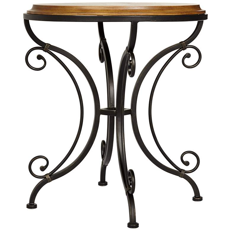 Image 3 Leda 22 1/4" Wide Gold Brushed Black Round Accent Table more views