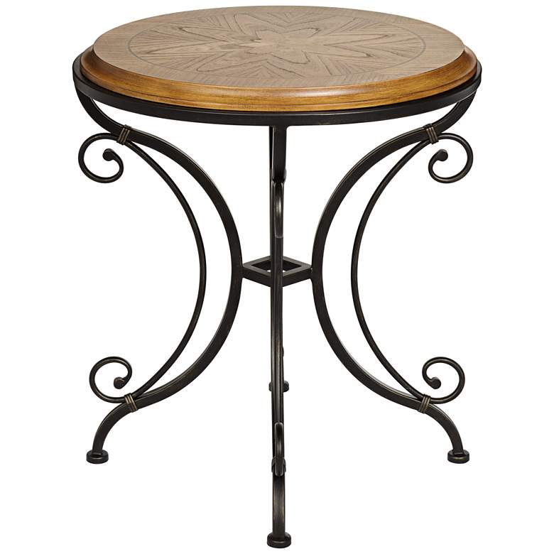 Image 4 Leda 22 1/4" Wide Gold Brushed Black Round Accent Table more views