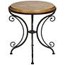 Leda 22 1/4" Wide Gold Brushed Black Round Accent Table