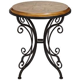 Image5 of Leda 22 1/4" Wide Gold Brushed Black Round Accent Table more views