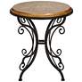Leda 22 1/4" Wide Gold Brushed Black Round Accent Table