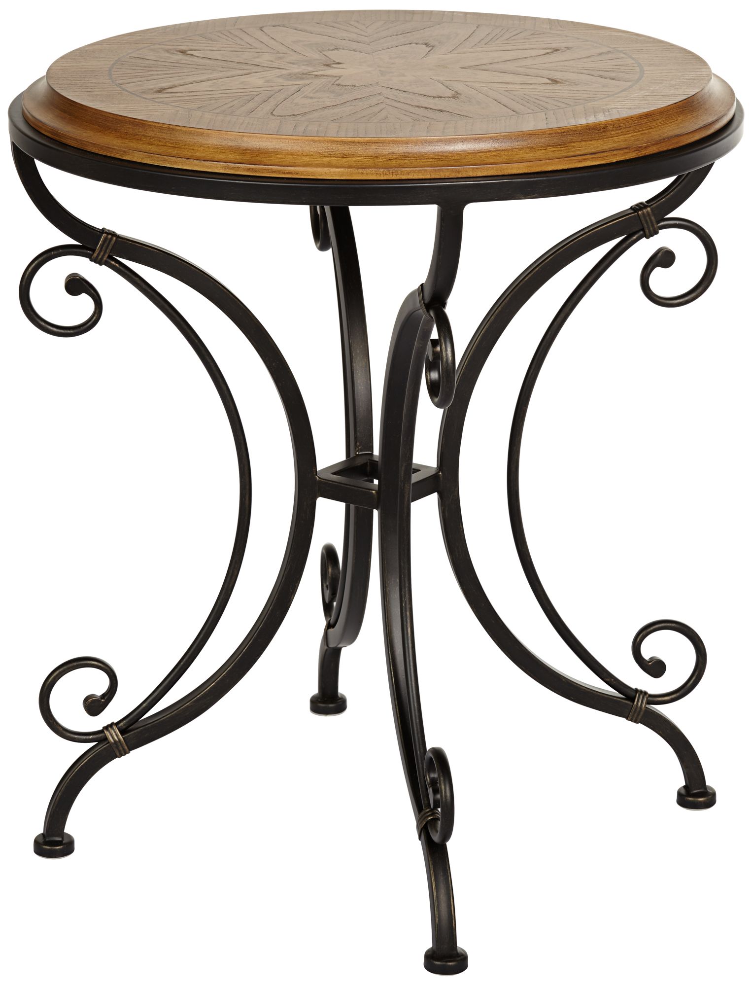Leda 22 1/4" Wide Gold Brushed Black Round Accent Table Image 2