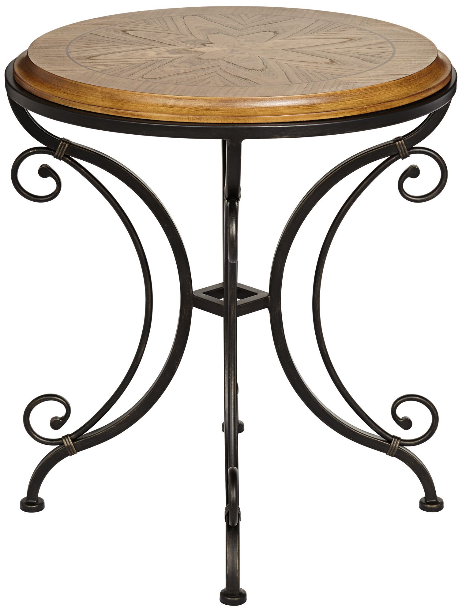Leda 22 1/4" Wide Gold Brushed Black Round Accent Table Image 4