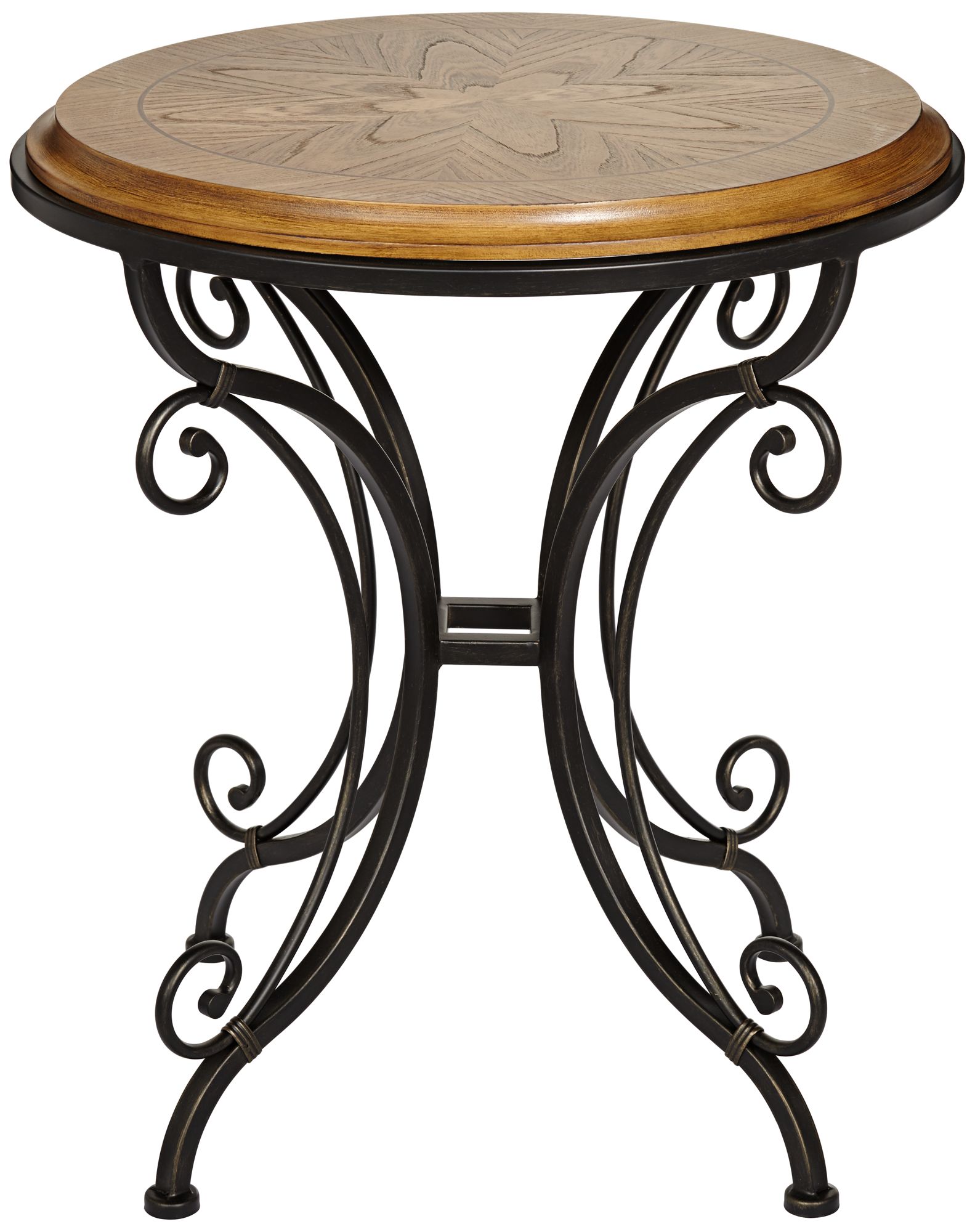 Leda 22 1/4" Wide Gold Brushed Black Round Accent Table Image 5