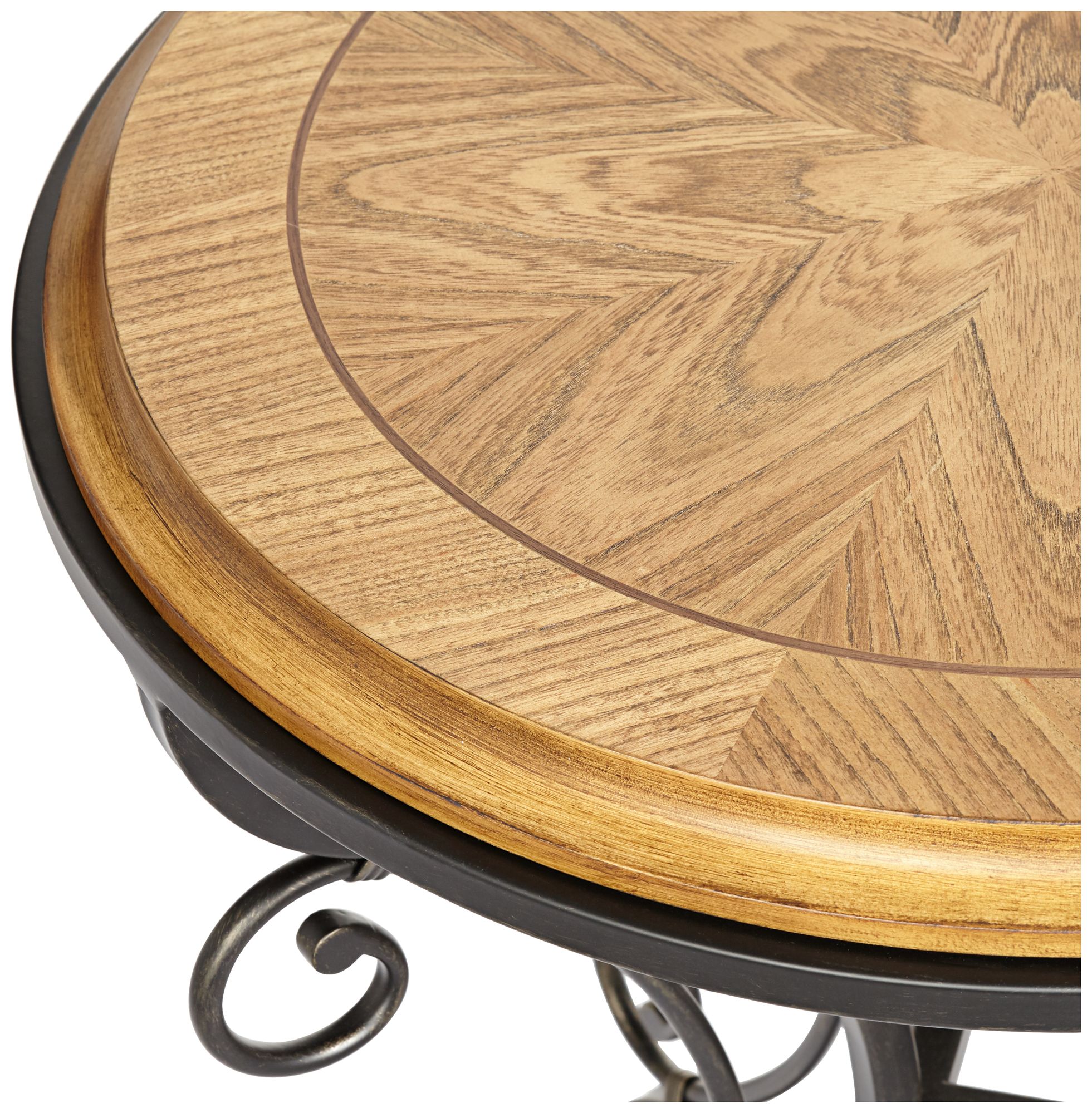 Leda 22 1/4" Wide Gold Brushed Black Round Accent Table Image 6