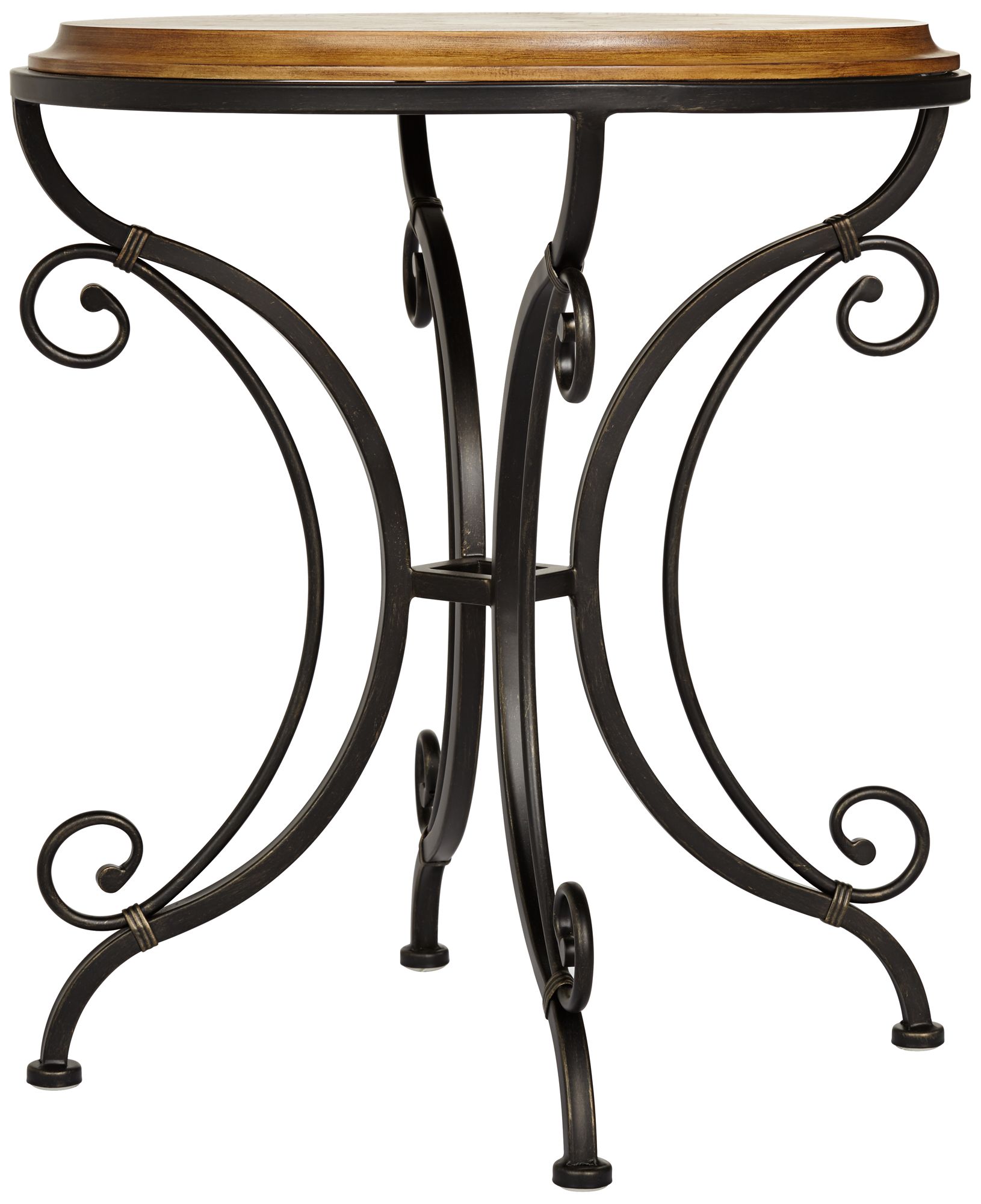 Image 3 Leda 22" Wide Black Iron Accent Table with Starburst Wood Top more views