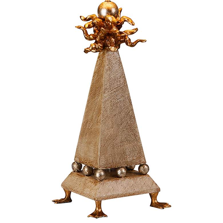 Image 3 Leda 32" High Modern Cream Patina Tapered Pyramid Table Lamp more views