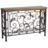Leda 50 1/2" Wide Antique Pewter and Elm Wood Console Table