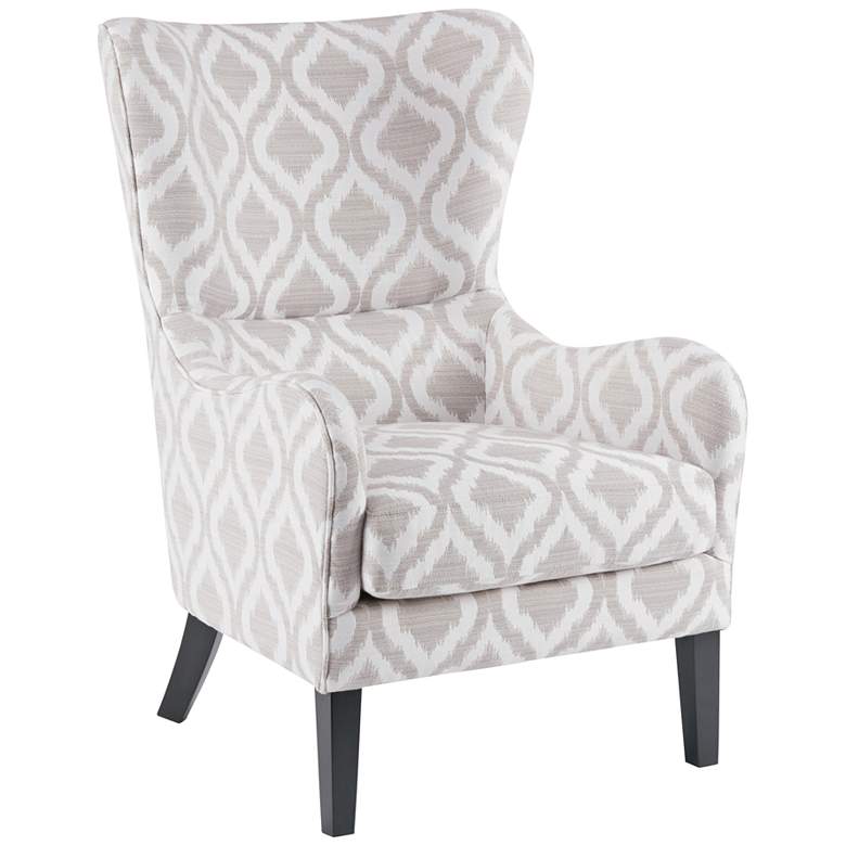 Image 2 Leda Gray and White Swoop Wingback Accent Chair