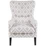 Leda Gray and White Swoop Wingback Accent Chair