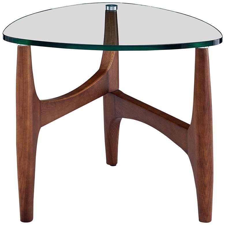 Image 2 Ledell 23 3/4" Wide Walnut Ash Wood and Glass Modern Side Table